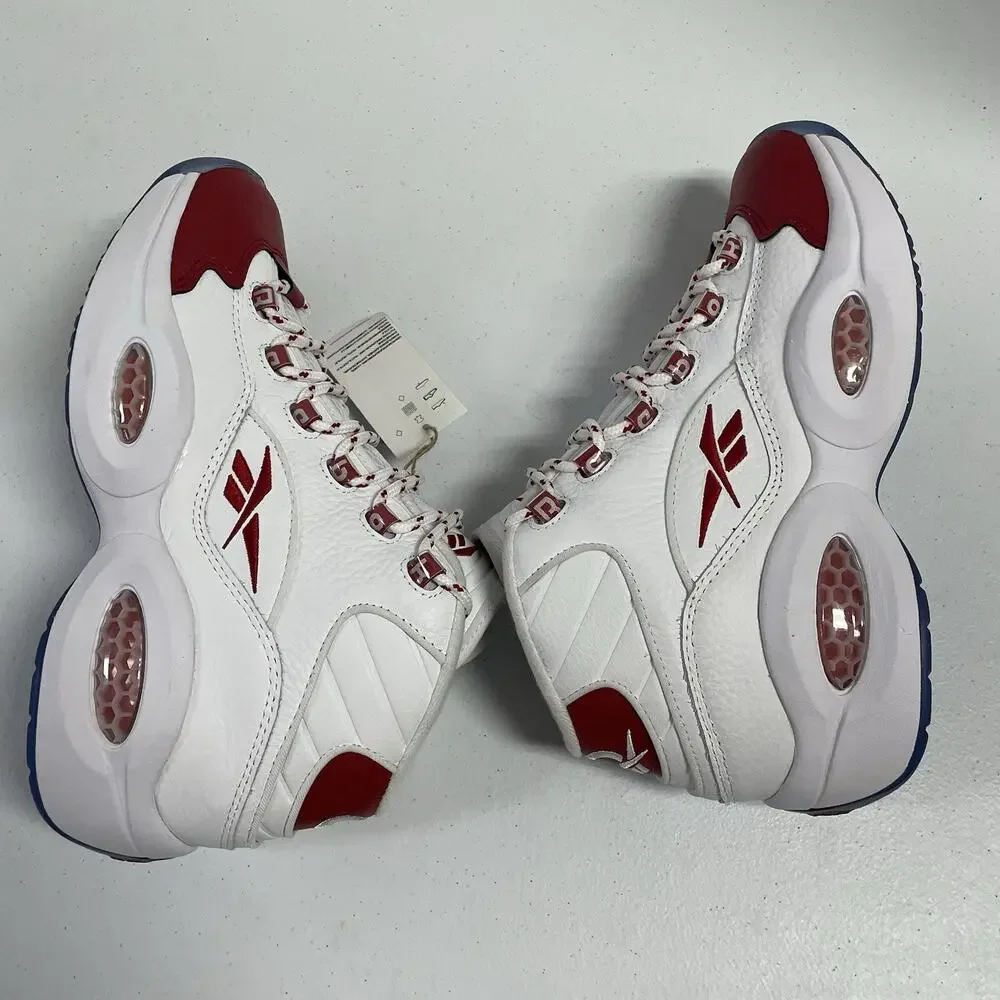 Reebok Question Mid Red Toe 2024 100074721 Size 8.5 Allen Iverson White Red